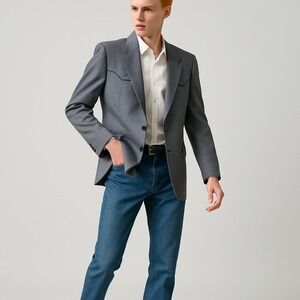 AMERICAN ORIGINAL Men's Blazer Blue Western Style Cowboy Sport Coat Size 46L